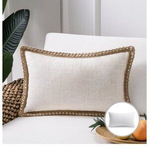 Phantoscope Farmhouse Burlap Decorative Throw Pillow Cover